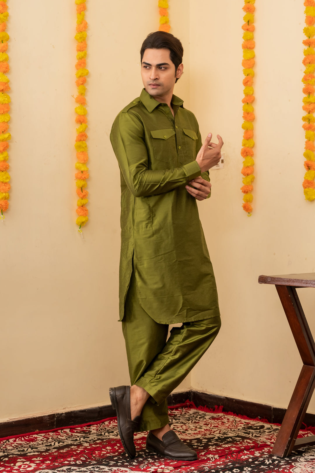 Rajwada Pathani Viscose Kurta Set for Men | SHOBITAM