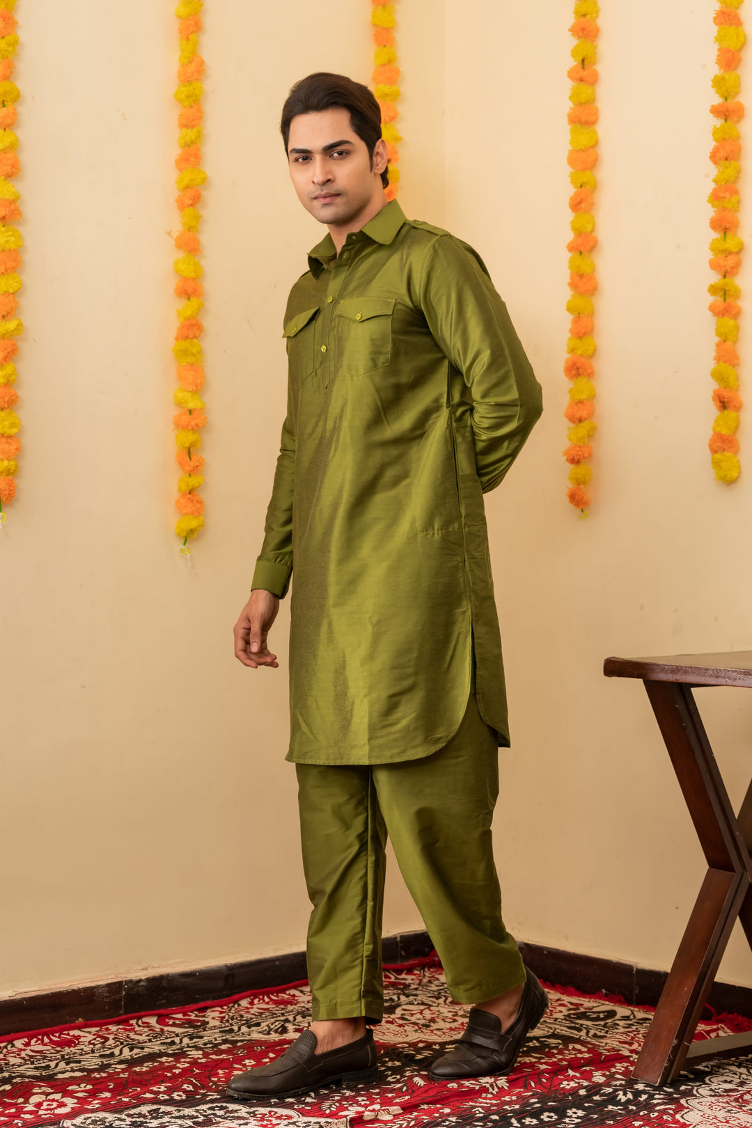 Rajwada Pathani Viscose Kurta Set for Men | SHOBITAM