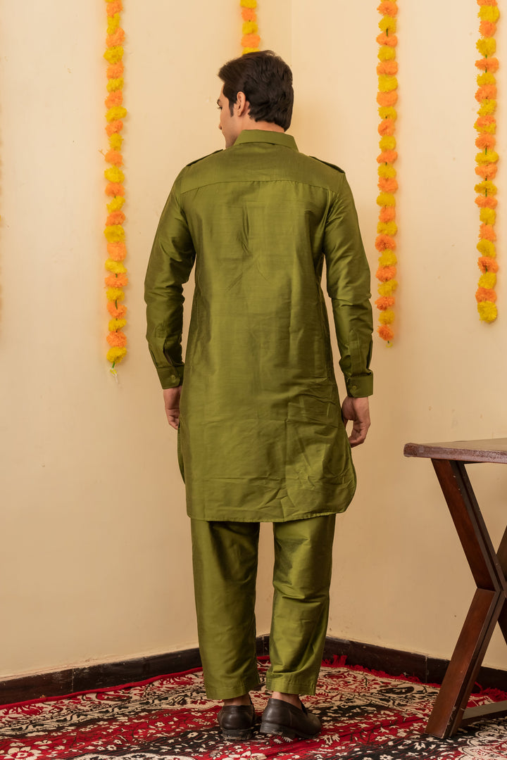 Rajwada Pathani Viscose Kurta Set for Men | SHOBITAM