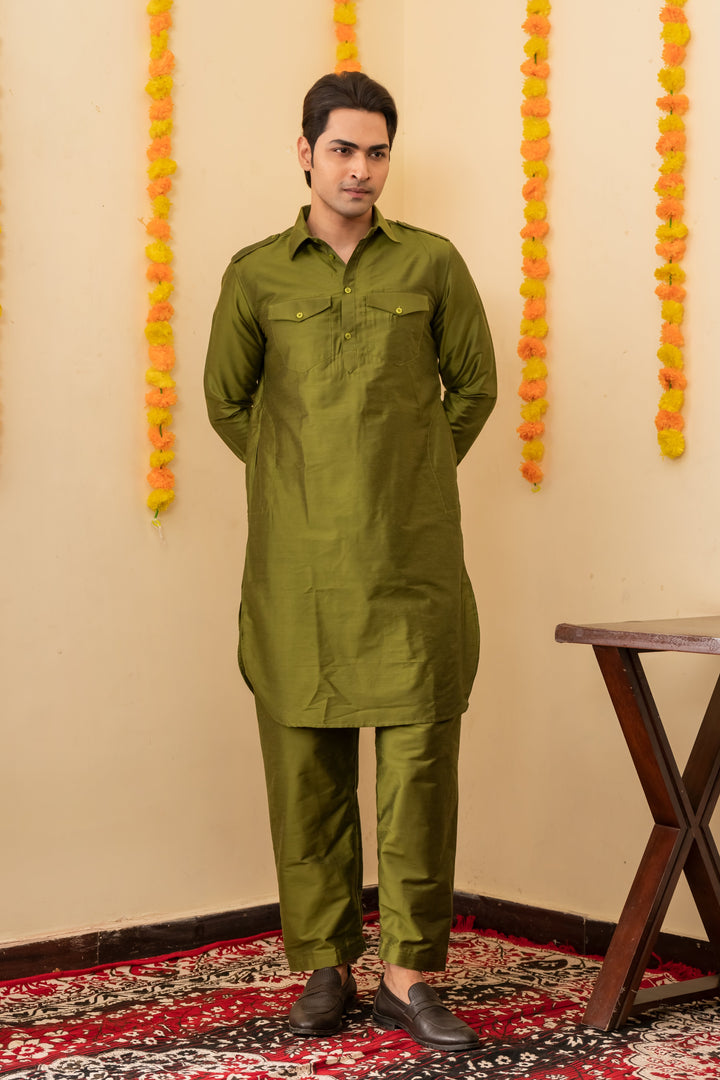 Rajwada Pathani Viscose Kurta Set for Men | SHOBITAM