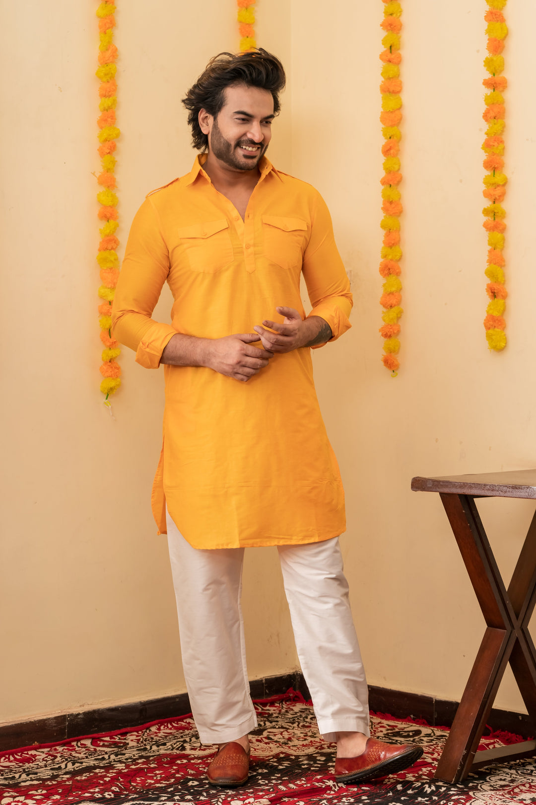 Viraj Pathani Viscose Kurta Set for Men | SHOBITAM