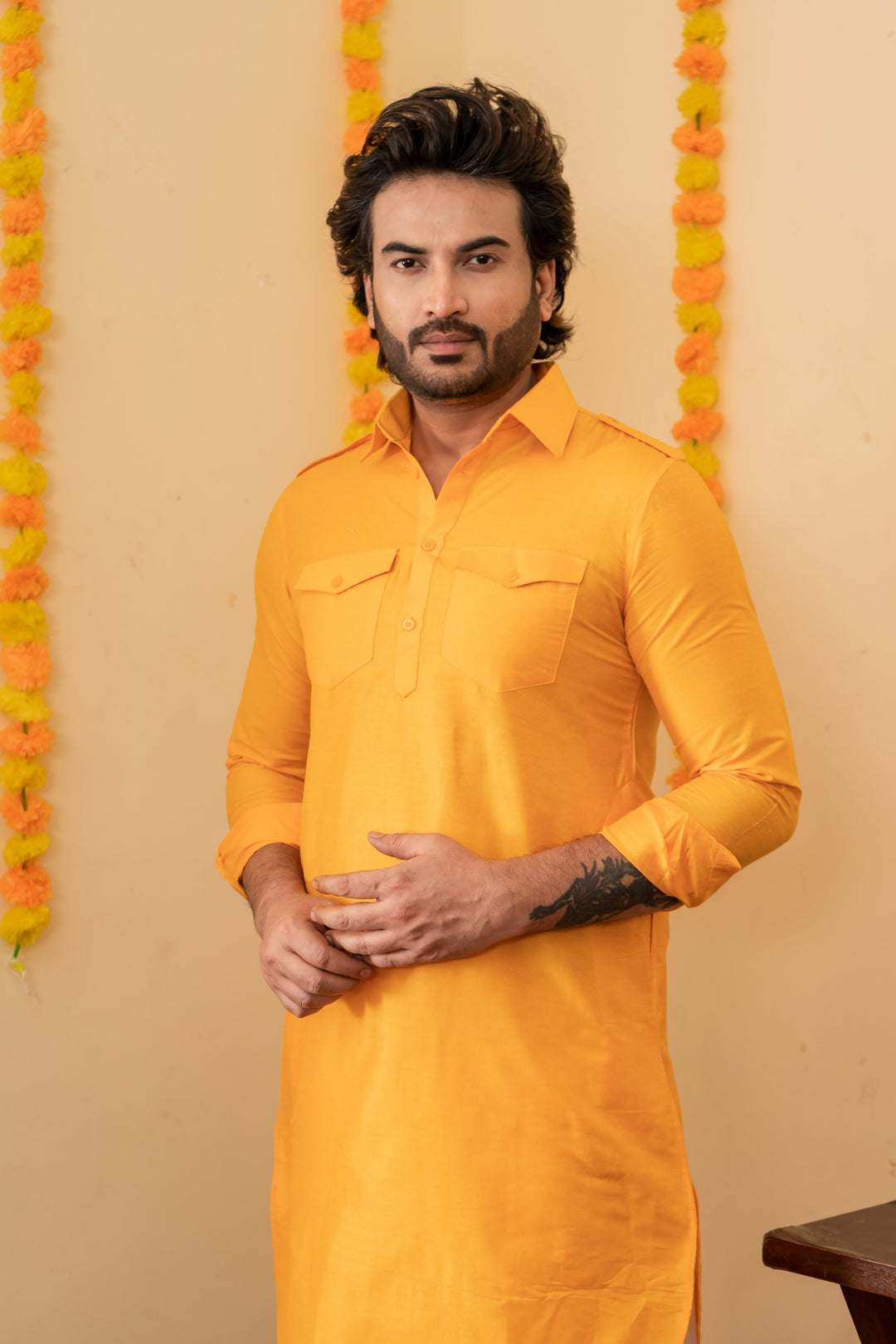 Viraj Pathani Viscose Kurta Set for Men | SHOBITAM