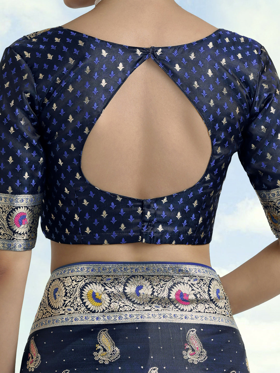 Blue Color Banarasi Satin Silk Zari Weaving Saree | SHOBITAM