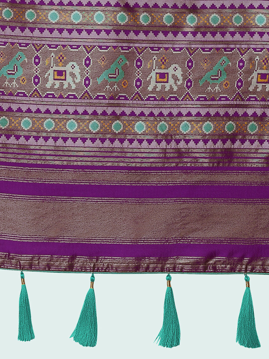 Purple Semi Banarasi Satin Silk Saree With Patola Work | SHOBITAM