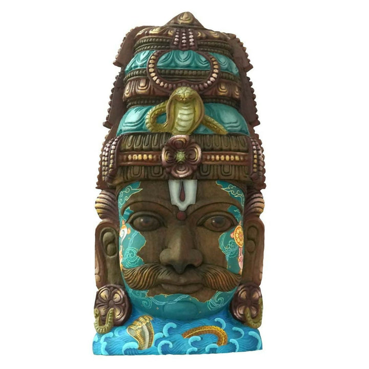 GARUDAN HAND PAINTED VAAGAI WOODEN WALL HANGING MASK-SHOBITAM