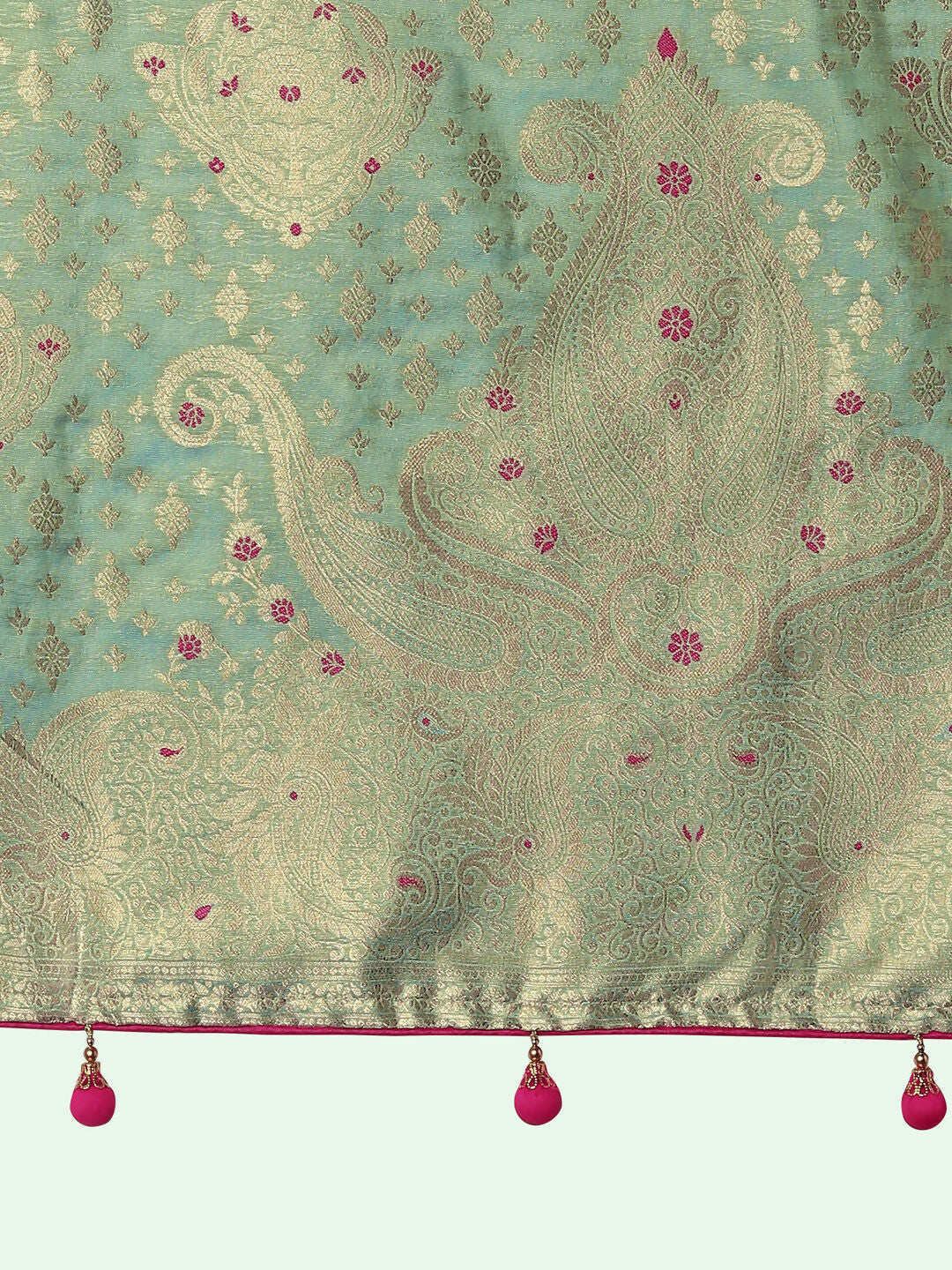 Light Blue Color Paisley Zari Woven Semi Banarasi Tissue Silk Saree  | SHOBITAM
