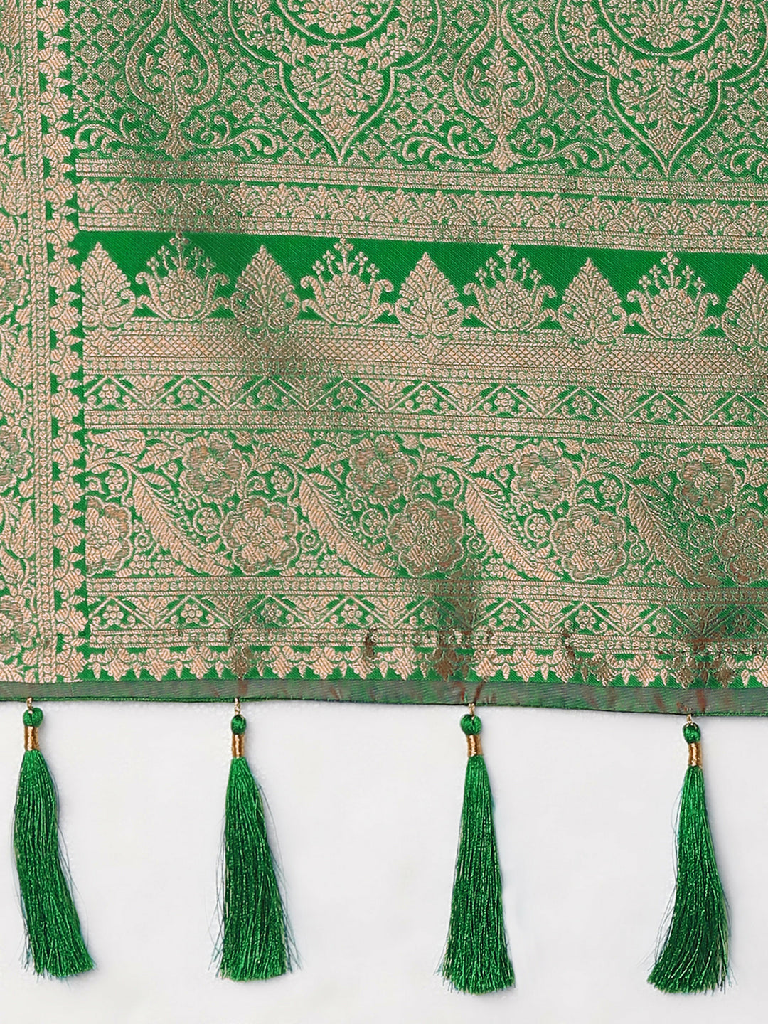 Red Banarasi Semi Silk Saree With Traditional Paisley Weaves | SHOBITAM