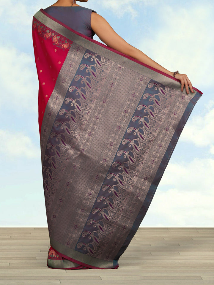 Pink Banarasi Silk Blend Saree | SHOBITAM