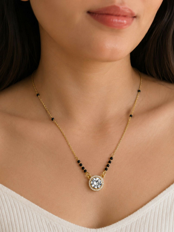 Cz Diamond Wedding Inspired Gold Diamond Mangalsutra | SHOBITAM