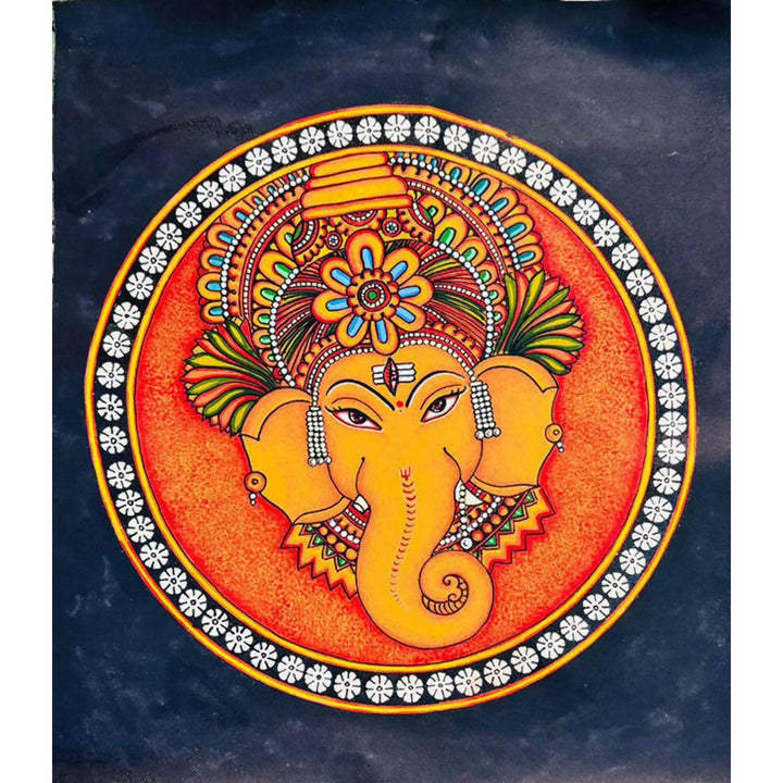 GANESHA KERALA MURAL PAINTING 15*15 | SHOBITAM