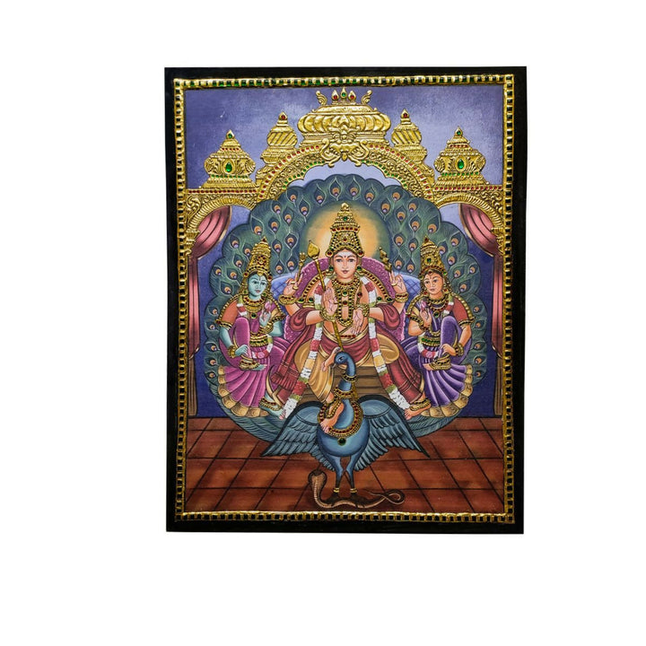 TANJORE PAINTING MURUGAN VALLI DEVAYANI 24*18 | SHOBITAM