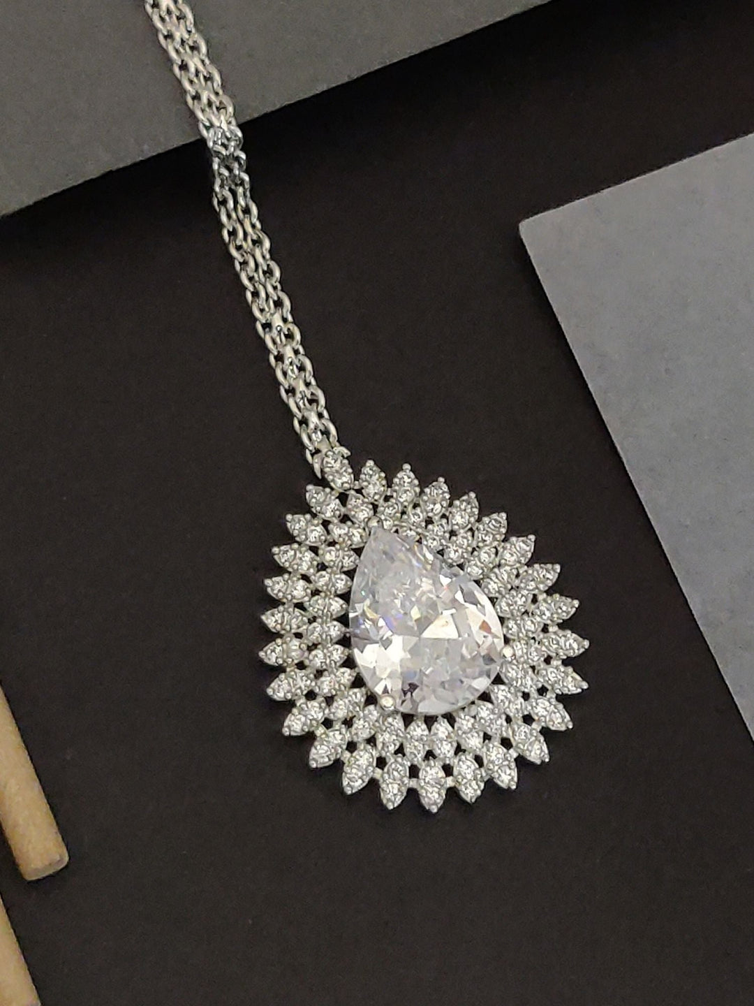 Wedding Silver Drop CZ Maangtikka for Women | SHOBITAM