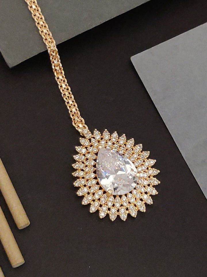 Wedding Silver Drop CZ Maangtikka for Women | SHOBITAM