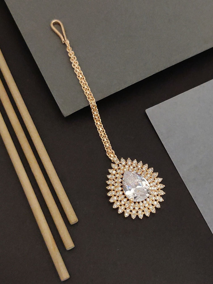 Wedding Silver Drop CZ Maangtikka for Women | SHOBITAM