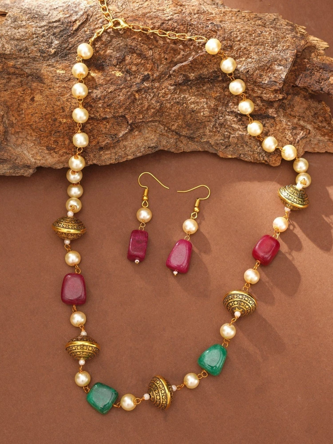 Gold Plated MultiColour Beads Mala Set | SHOBITAM