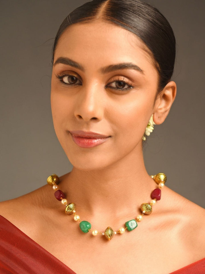 Gold Plated MultiColour Beads Mala Set | SHOBITAM