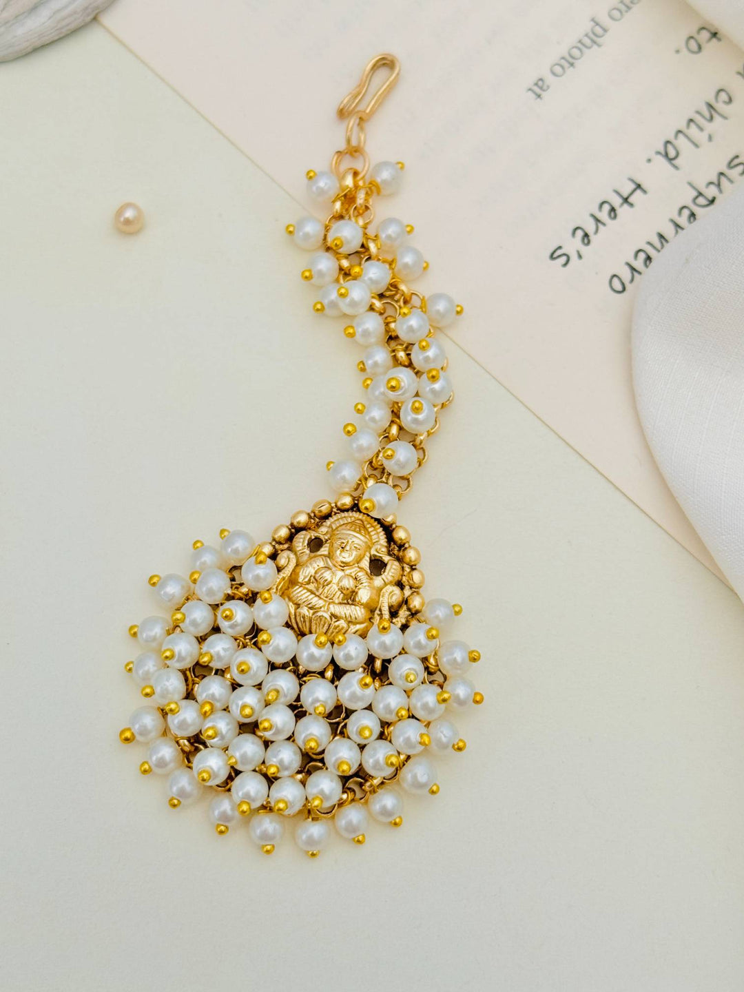 Traditional Look Gold Plated Pearl Maangtikka | SHOBITAM