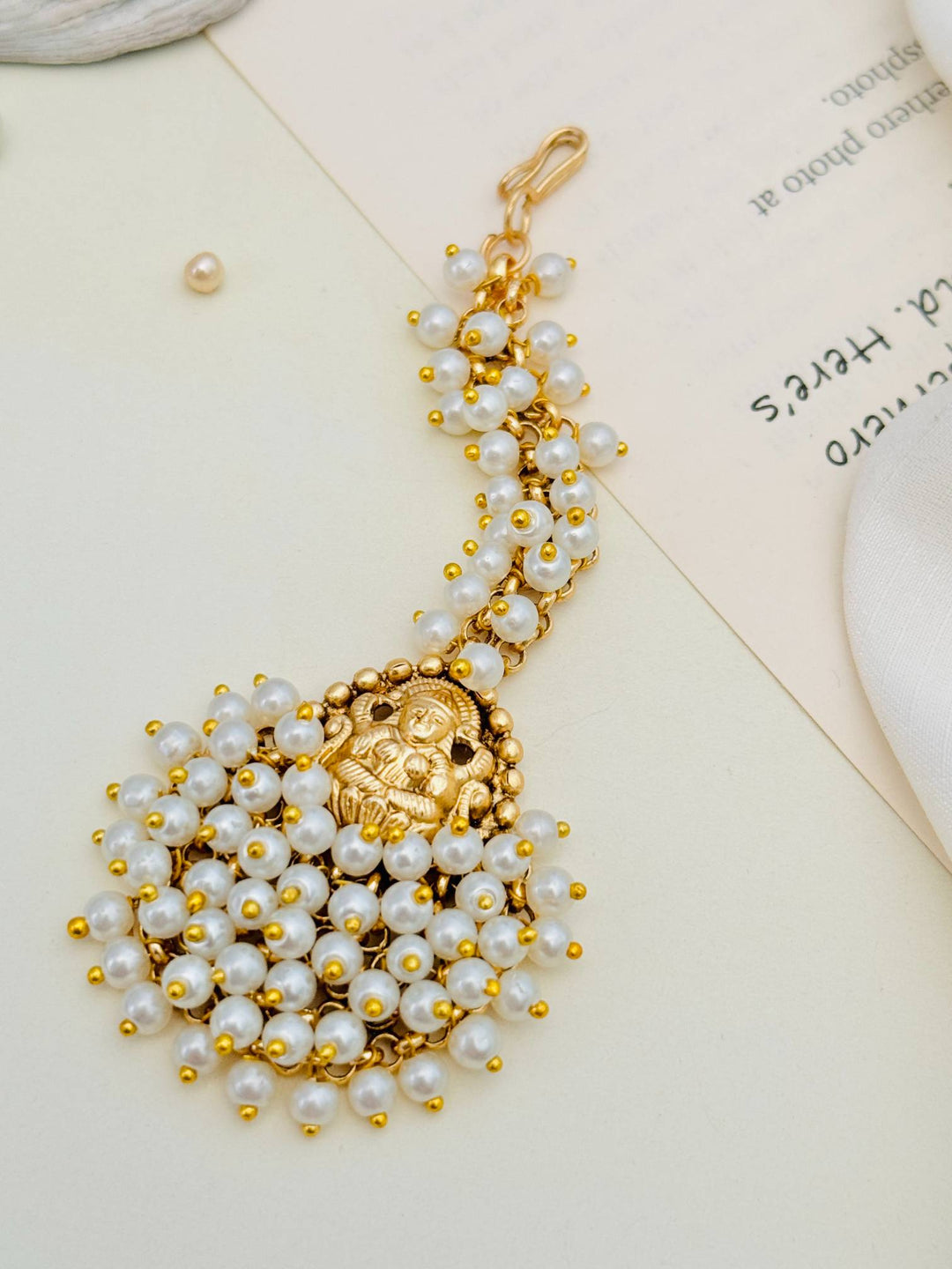 Traditional Look Gold Plated Pearl Maangtikka | SHOBITAM