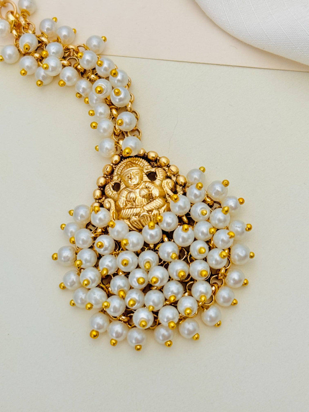 Traditional Look Gold Plated Pearl Maangtikka | SHOBITAM