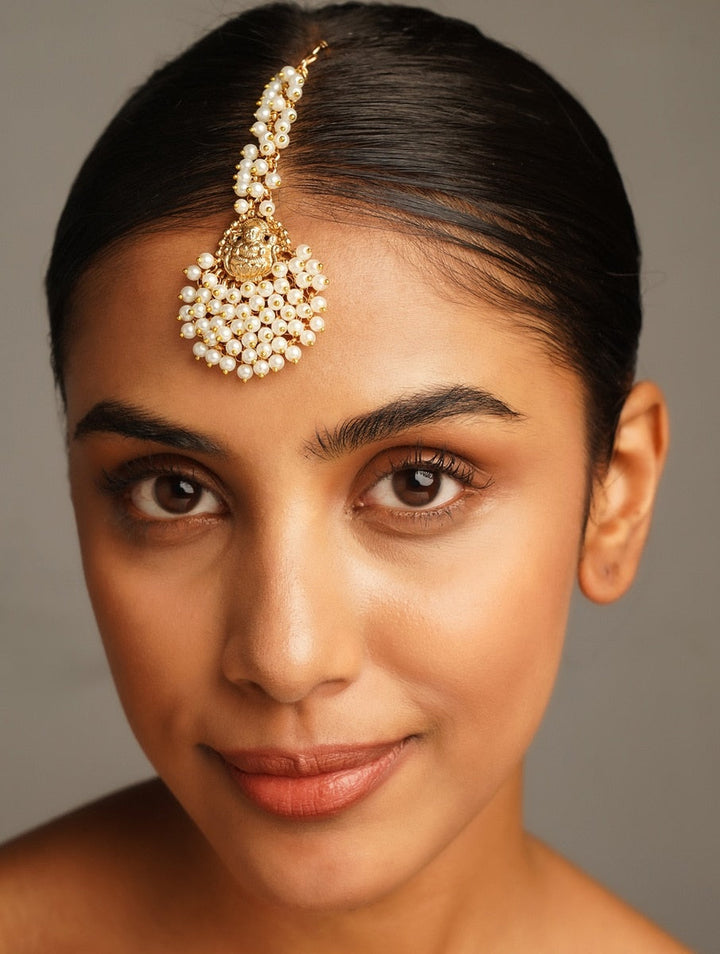 Traditional Look Gold Plated Pearl Maangtikka | SHOBITAM
