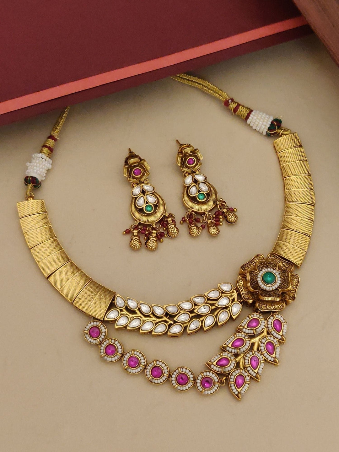 Designer Necklace Set in Gold Plating  | SHOBITAM