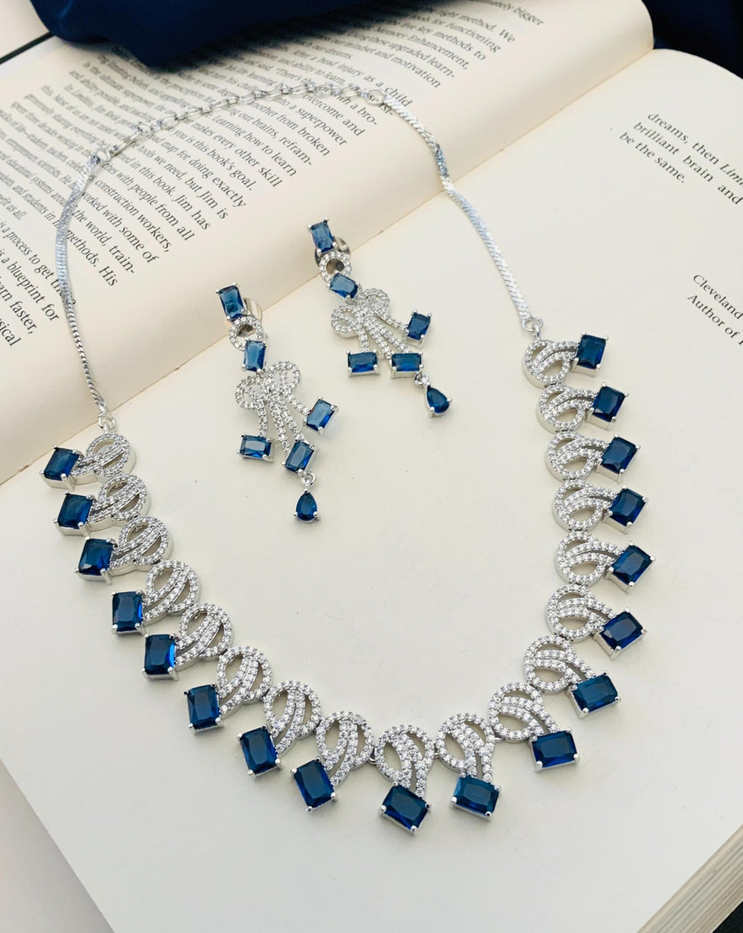 Premium Royal Blue Party Wear Necklace Set | SHOBITAM