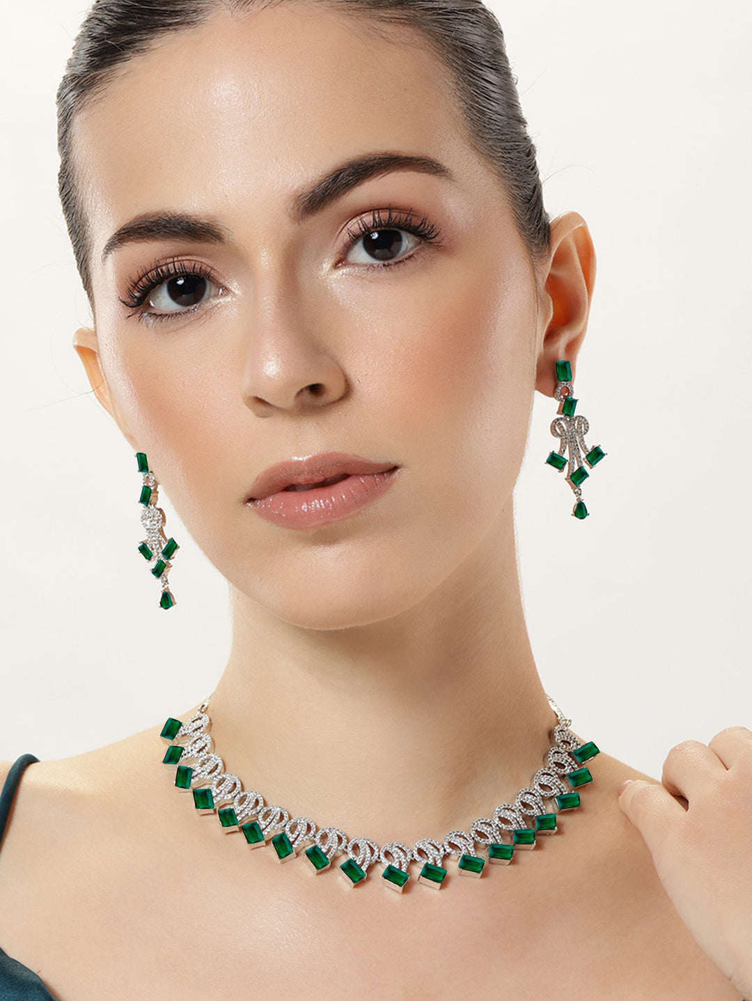 Premium Royal Blue Party Wear Necklace Set | SHOBITAM