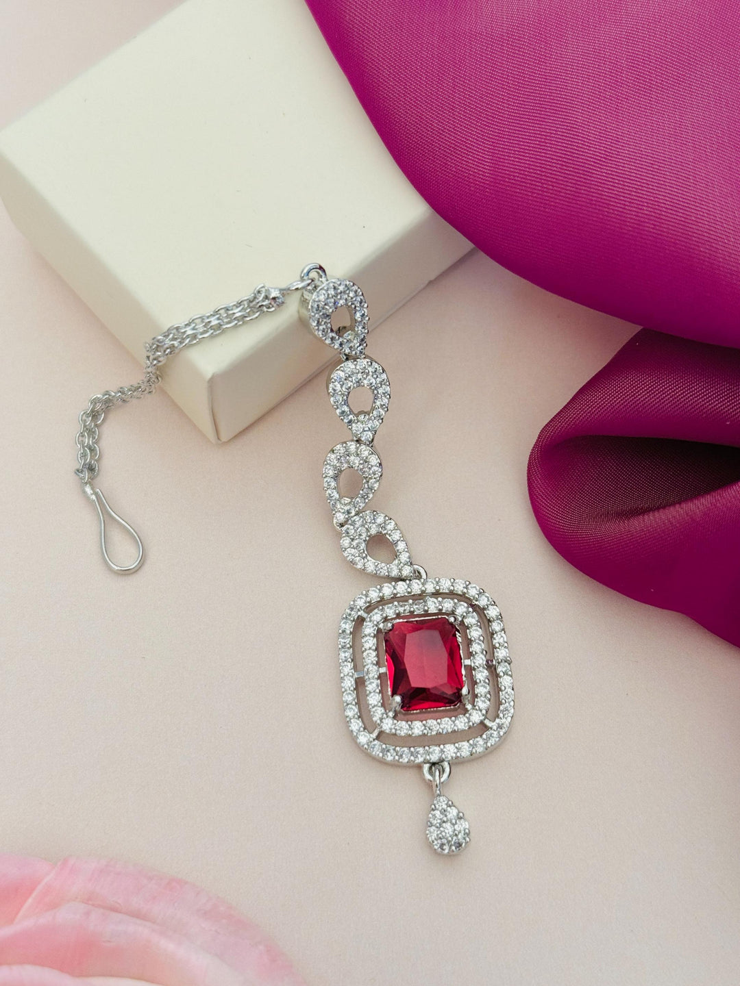 Gold Plated, Bold Silver Plated American Diamond Maangtikka | SHOBITAM