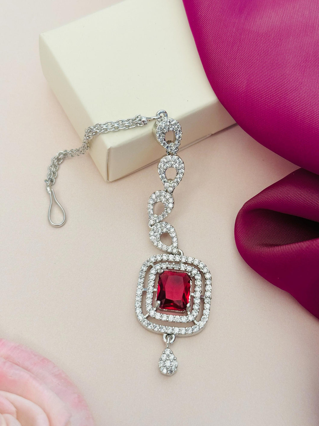Gold Plated, Bold Silver Plated American Diamond Maangtikka | SHOBITAM