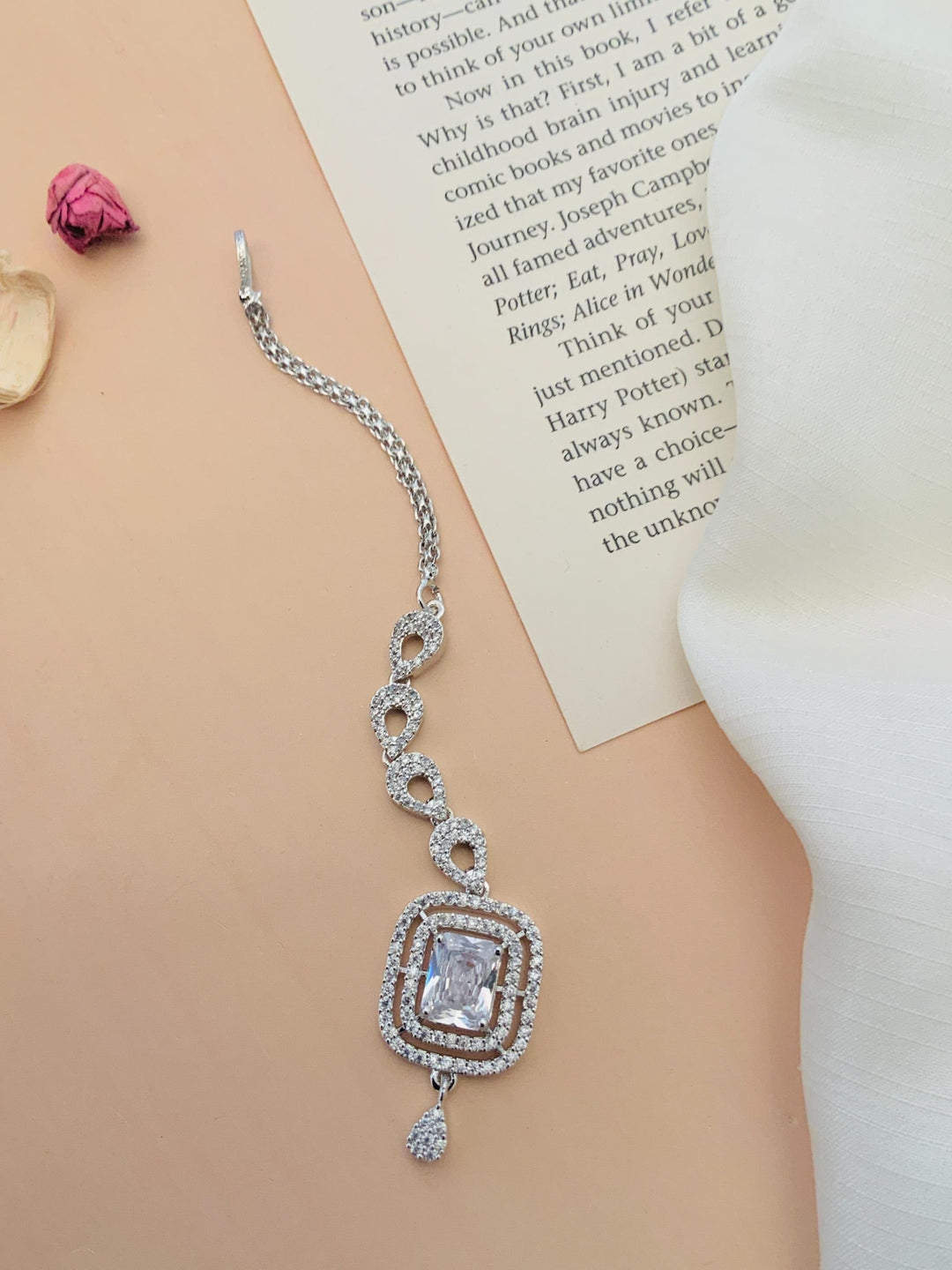 Gold Plated, Bold Silver Plated American Diamond Maangtikka | SHOBITAM