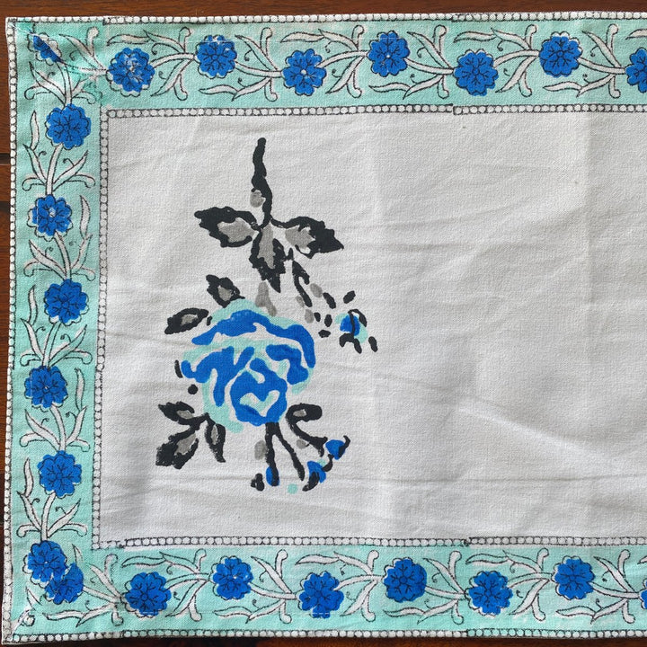Abeer Hand Block Print Table Runner, 100% cotton, 13" x 72"