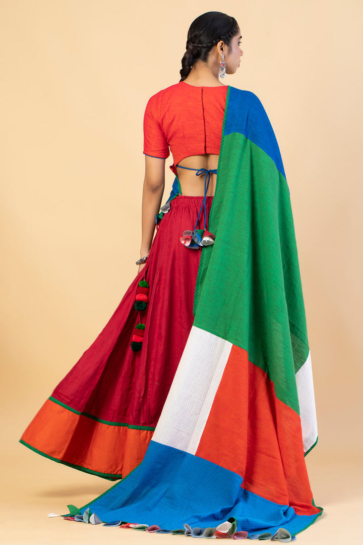 Multi-color Patch-work Woman’s Tassel Dupatta-  | SHOBITAM