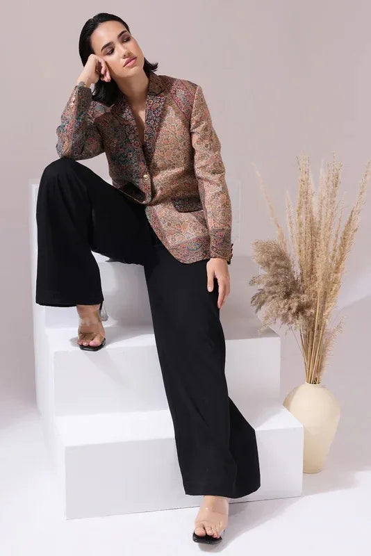 Tashi Fine Wool Silk Blazer for Women | SHOBITAM