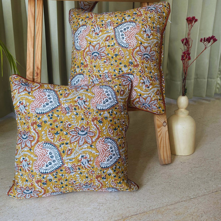Augusta Quilted Cushion Covers, 16" x 16", Pack of 2 | SHOBITAM