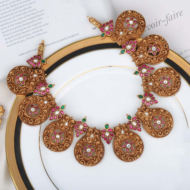 Pure 92.5 Silver Dhriti Antique Necklace | SHOBITAM