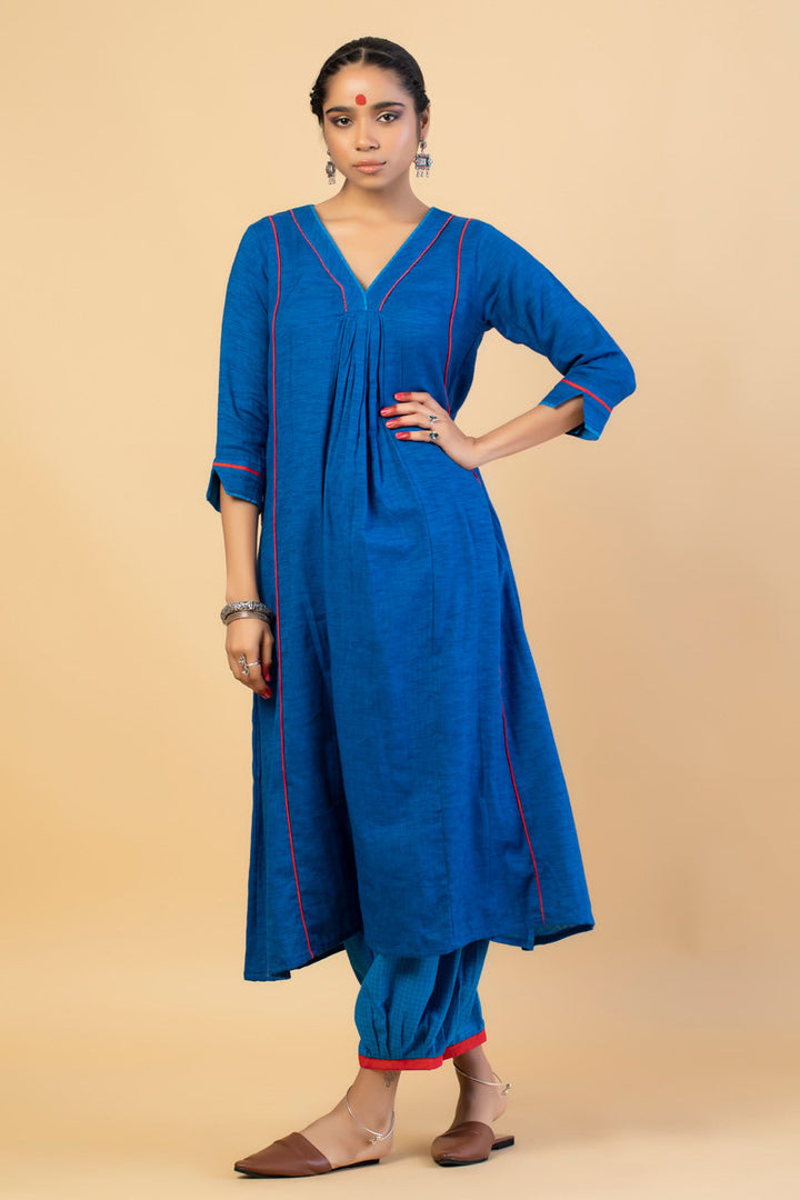 Indigo Soft Cotton Woven Kurta (Set of 2)  | SHOBITAM