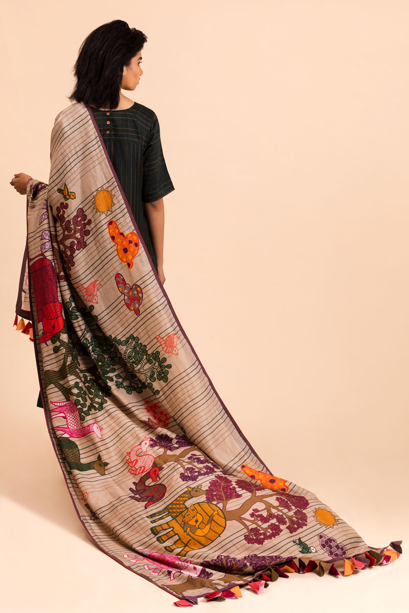 Bottle green set with dupatta (set of 3 ) | SHOBITAM