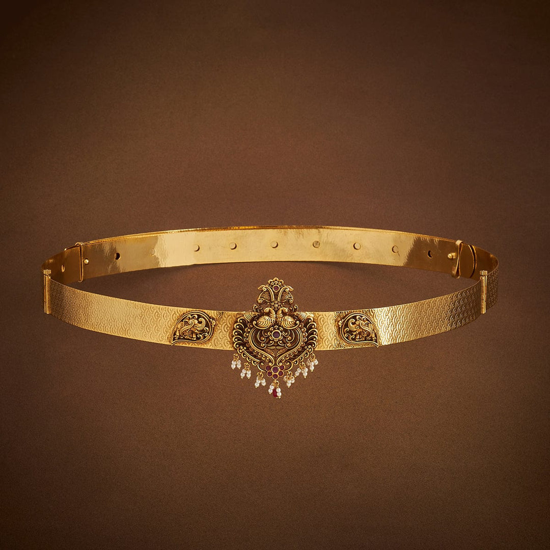 Gold Plated Twin Peacock Ethnic Antique Waist Belt | Shobitam Jewelry