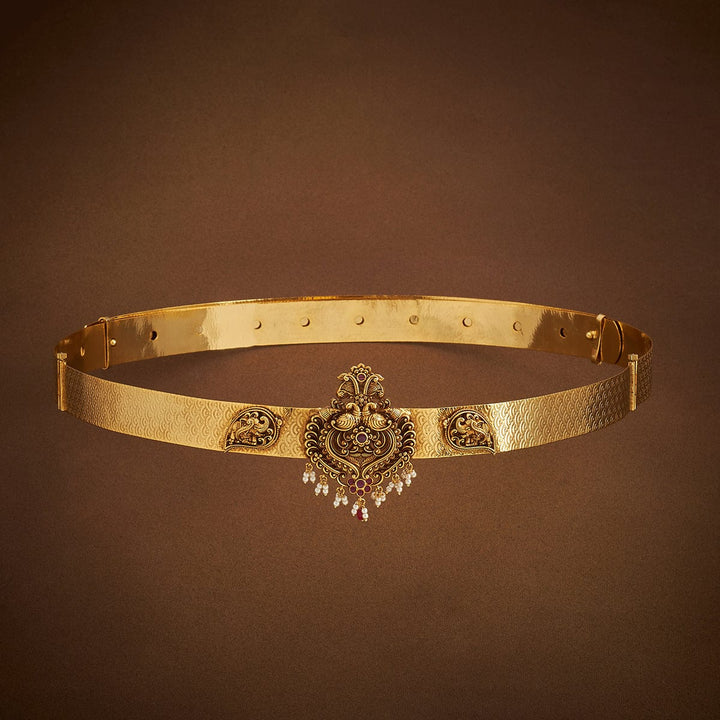 Gold Plated Twin Peacock Ethnic Antique Waist Belt | Shobitam Jewelry
