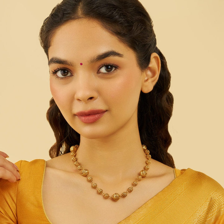 Gold-Plated Beaded Design Antique Chain