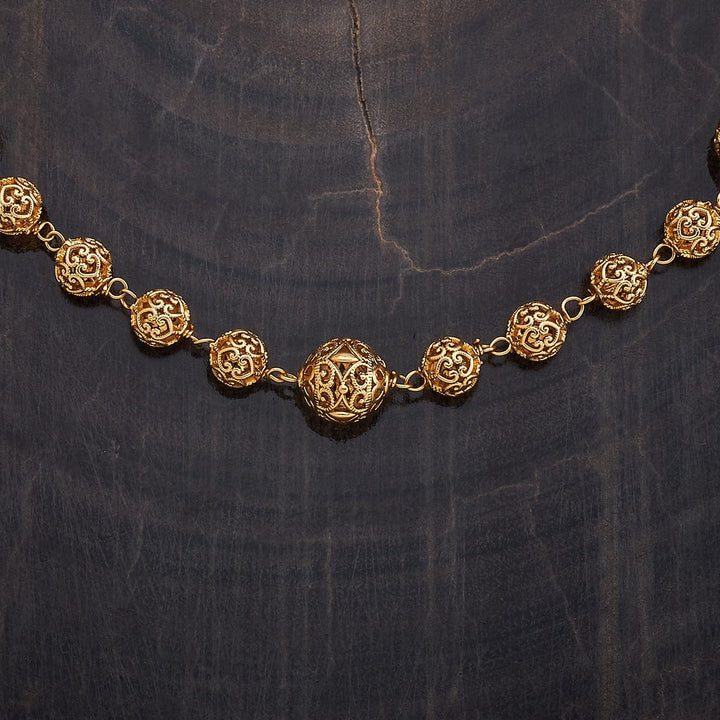 Gold-Plated Beaded Design Antique Chain