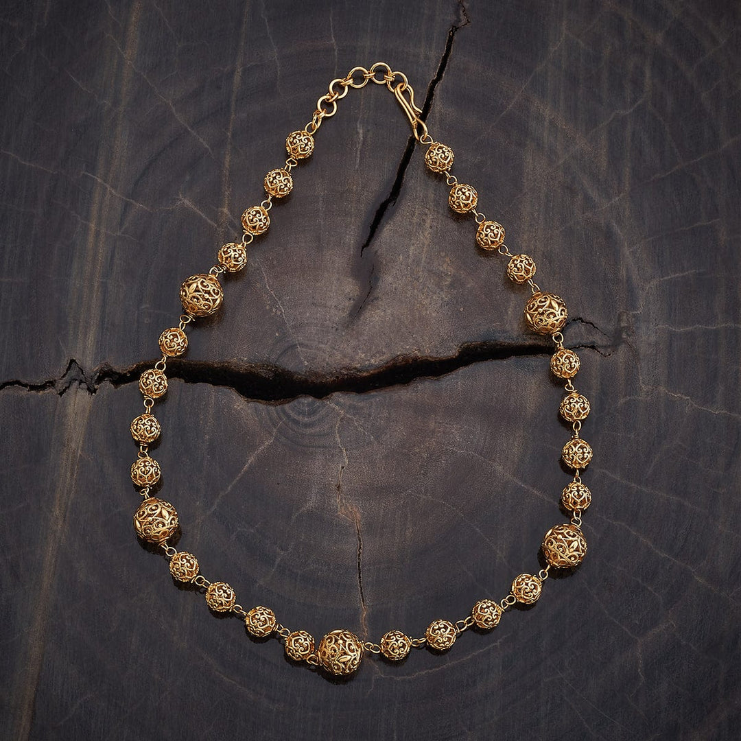Gold-Plated Beaded Design Antique Chain