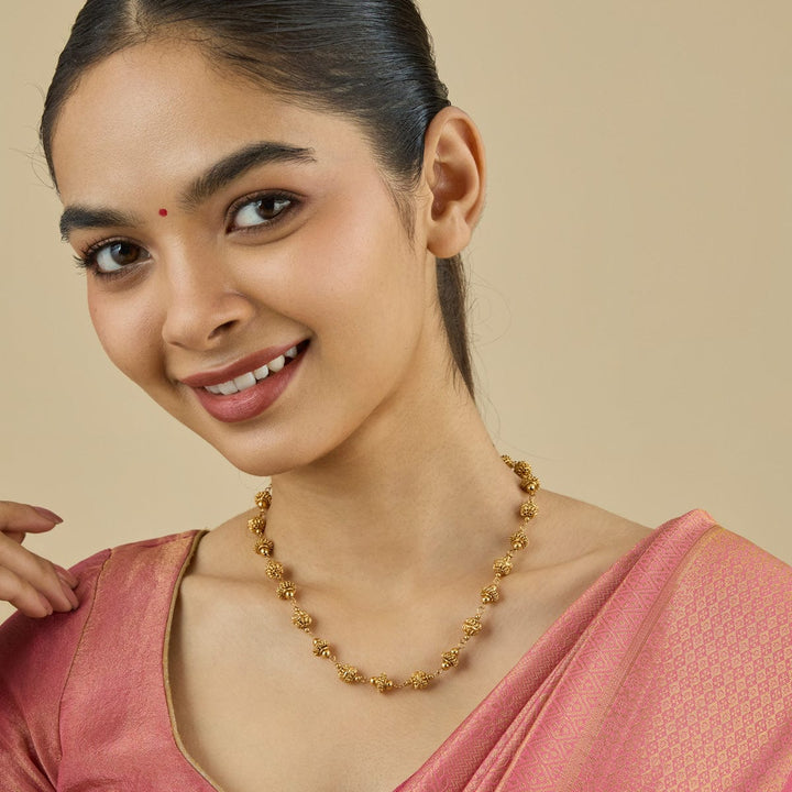 Ornate Gold-Plated Beadwork Chain Mala or Necklace