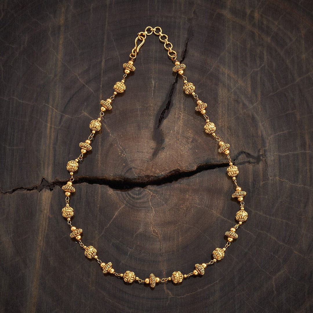 Ornate Gold-Plated Beadwork Chain Mala or Necklace