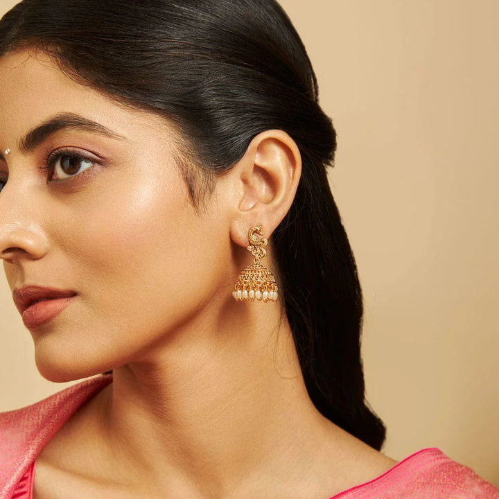 Peacock Design Antique Jhumka Earring