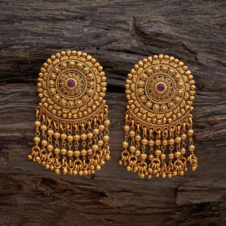 Stunning Raindrop design Antique Gold Finish Earrings with Dangling Beads