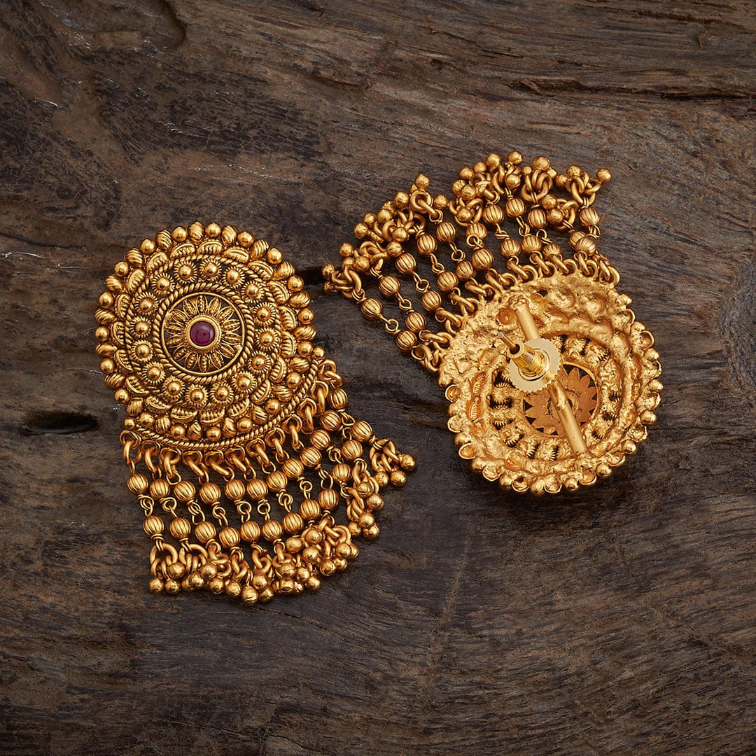 Stunning Raindrop design Antique Gold Finish Earrings with Dangling Beads