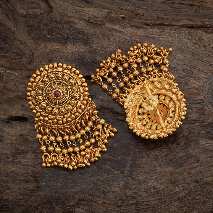 Stunning Raindrop design Antique Gold Finish Earrings with Dangling Beads