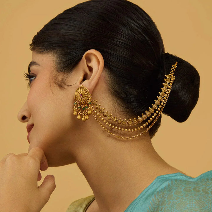 Traditional Gold-Plated Antique Matil or Hair Ornament