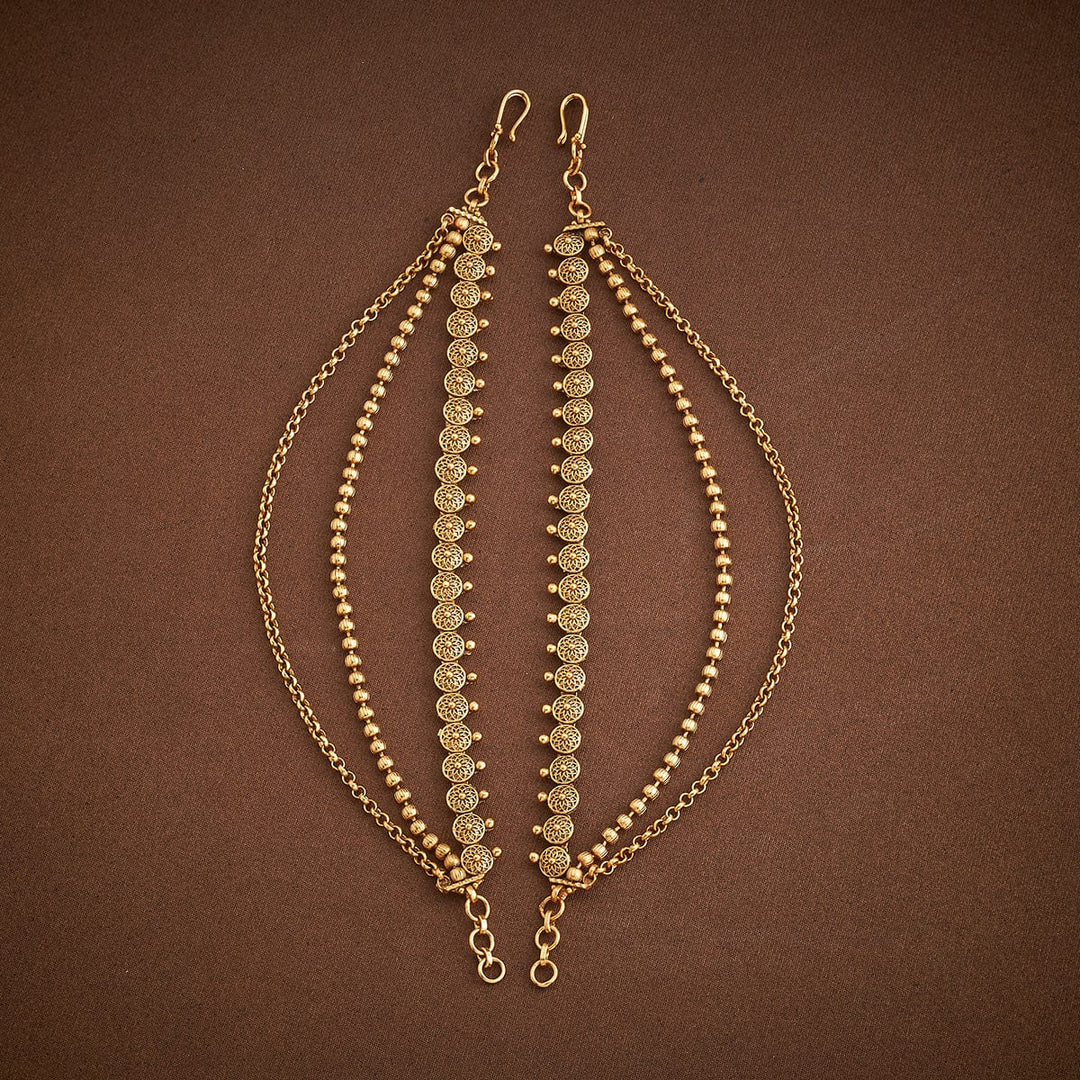 Traditional Gold-Plated Antique Matil or Hair Ornament